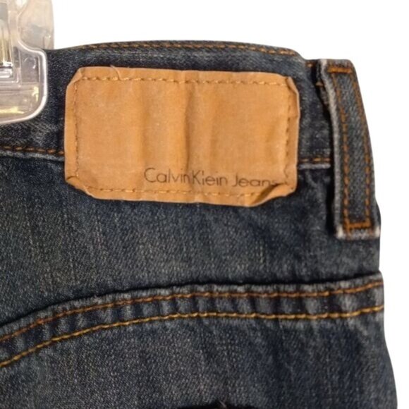 Calvin Klein Size 38 x 32 Mens Jeans Relaxed Straight Fit Dark Wash 100% Cotton - Picture 15 of 15